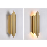Postmodern Fluted Gold Wall Sconce 2-Light Flush Mount Wall Lighting