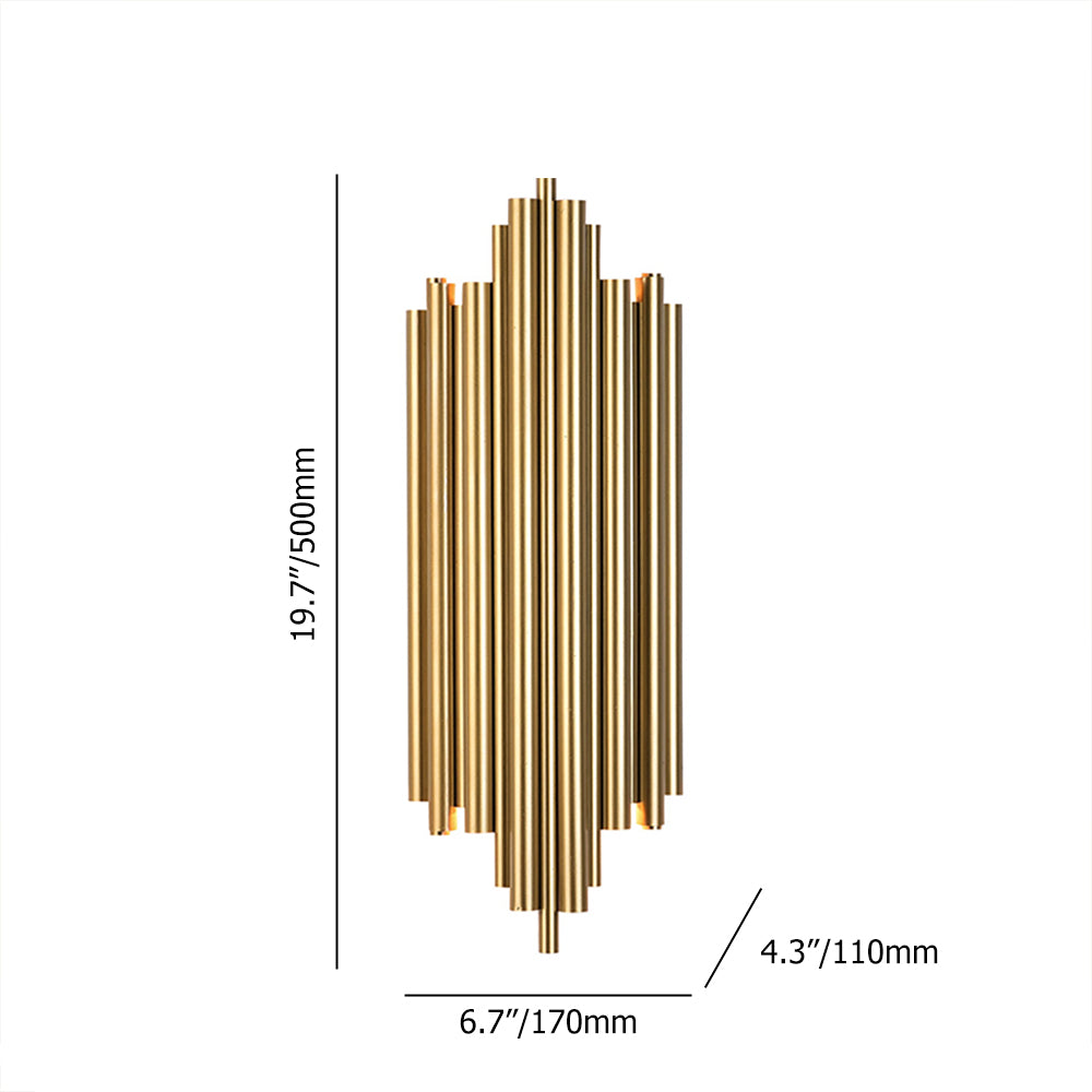 Postmodern Fluted Gold Wall Sconce 2-Light Flush Mount Wall Lighting