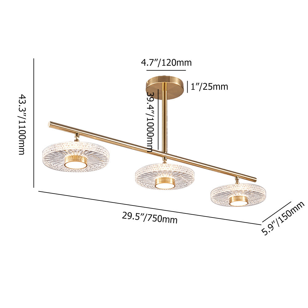 Modern Gold Linear LED 3-Light Kitchen Island Light for Dining Room