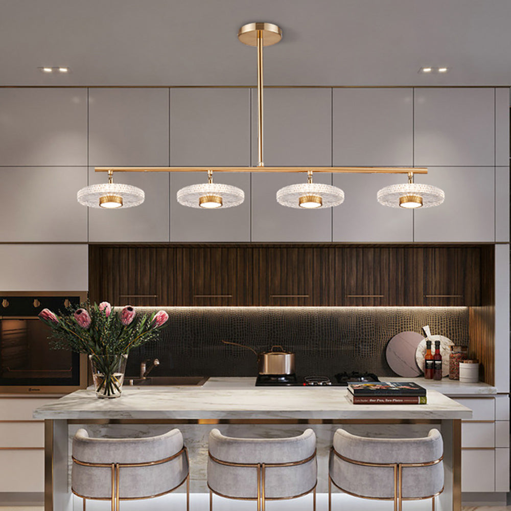 Modern Gold Linear LED 3-Light Kitchen Island Light for Dining Room