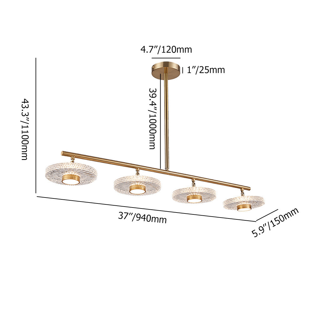Modern Gold Linear LED 3-Light Kitchen Island Light for Dining Room