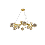 Gold 12-Light Glass Globe LED Chandelier with Adjustable Cable