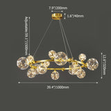 Gold 12-Light Glass Globe LED Chandelier with Adjustable Cable