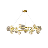 Gold 12-Light Glass Globe LED Chandelier with Adjustable Cable