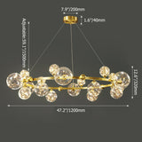 Gold 12-Light Glass Globe LED Chandelier with Adjustable Cable