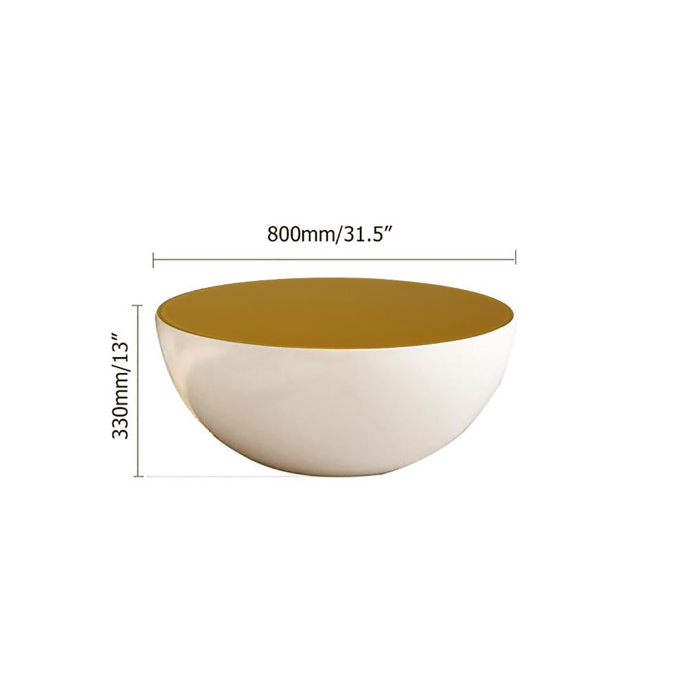 Modern Black & White Bowl-Shaped & Drum Shaped Coffe Table Set with Round Brown Top