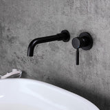 Stev Solid Brass Modern Wall-Mount Bathroom Sink Faucet with Single Handle in Matte Black