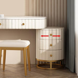 Modern White Makeup Vanity Expandable Upholstered Dressing Table with 5 Drawers in Gold