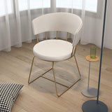 Modern White Office Chair Leather Upholstered with Gold Metal Frame