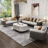 Gray & Beige Modern Living Room Set Faux Leather Upholstered Sofa Set Pillow Included-Richsoul-Furniture,Living Room Furniture,Living Room Sets