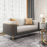 Gray & Beige Modern Living Room Set Faux Leather Upholstered Sofa Set Pillow Included-Richsoul-Furniture,Living Room Furniture,Living Room Sets