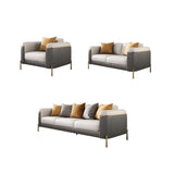 Gray & Beige Modern Living Room Set Faux Leather Upholstered Sofa Set Pillow Included-Richsoul-Furniture,Living Room Furniture,Living Room Sets