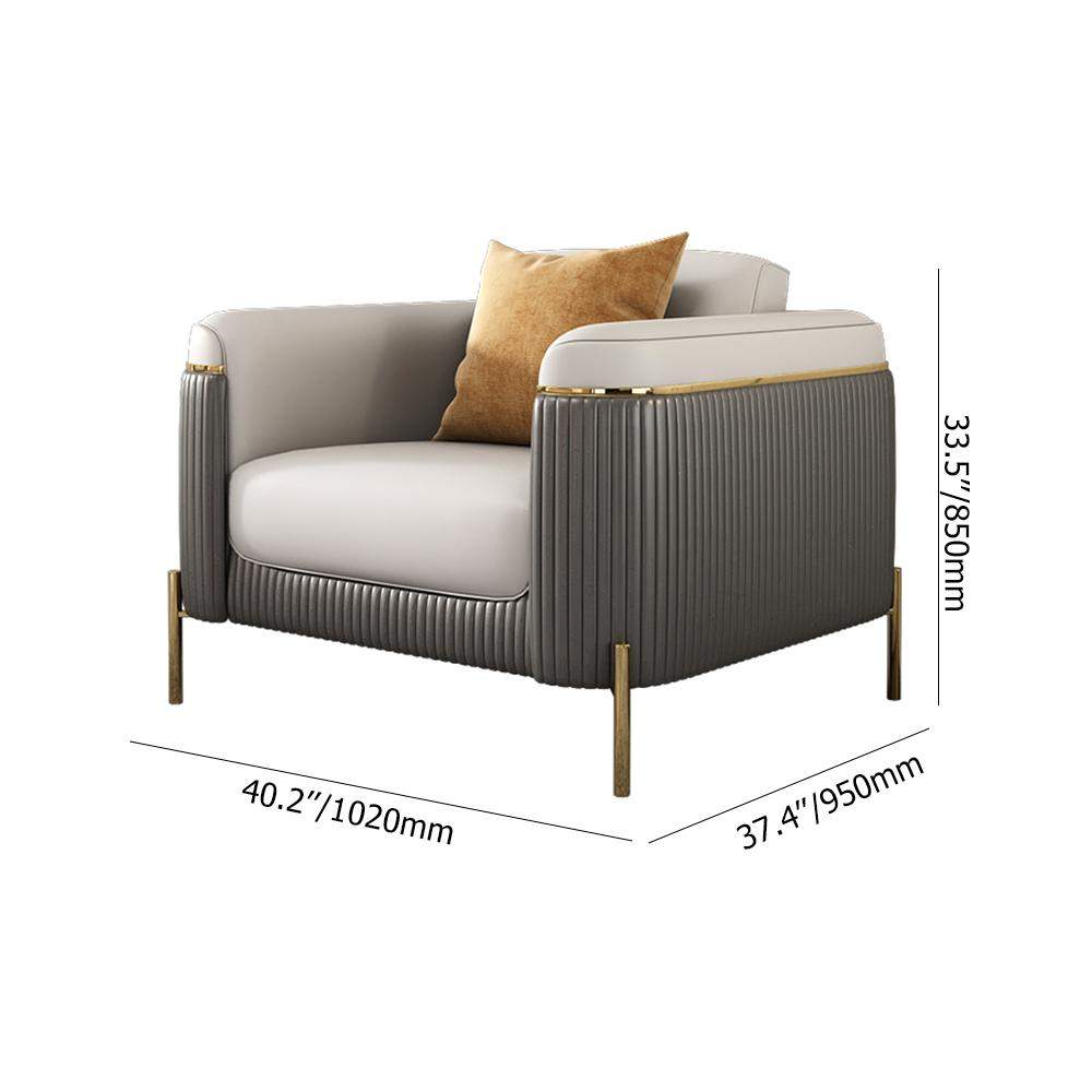Gray & Beige Modern Living Room Set Faux Leather Upholstered Sofa Set Pillow Included-Richsoul-Furniture,Living Room Furniture,Living Room Sets