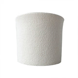 Modern White Round Lamb Wool Vanity Stool with Backrest & Rotatable Chassis