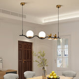 Modern Glass Globe Shades Kitchen Island Light in Black & Gold with 2 Decor Birds