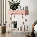 Green Rectangular 2-Tier Plant Stand Indoors Display Shelf Storage Shelving Metal