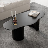 47" Modern Funky Wood Coffee Table Abstract Cloud Shaped in White