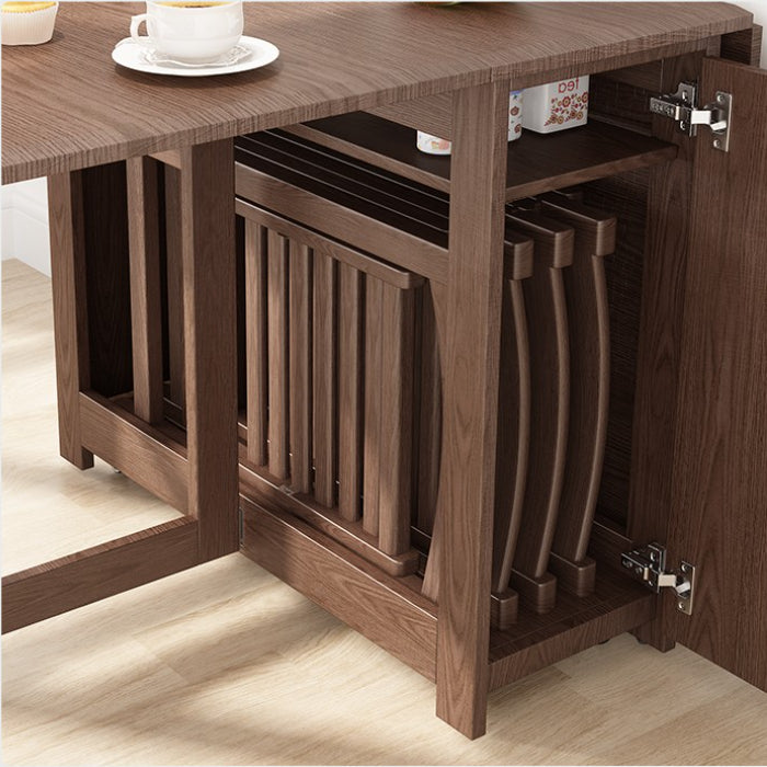 55",67" Rustic Solid Wood Rectangle Extendable Folding Dining Table Set with Storage In Walnut,Natural,White