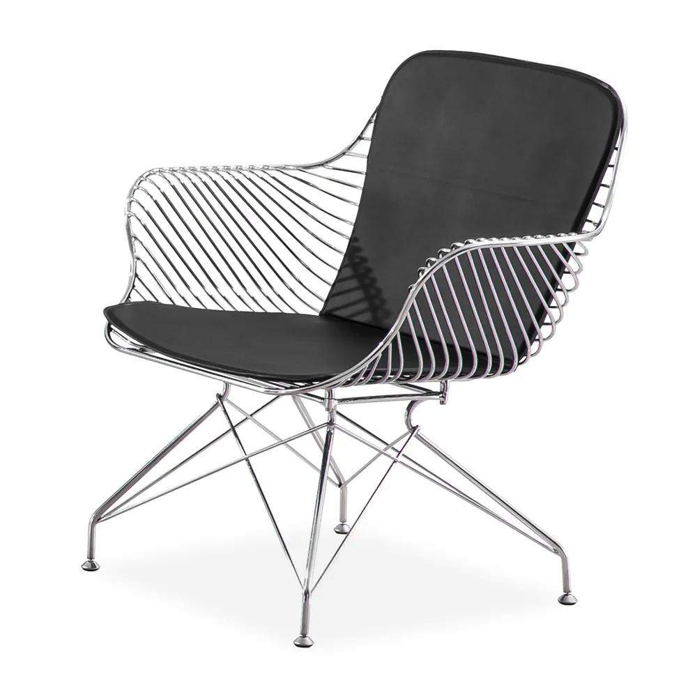 Postmodern Dark Gray PU Leather Side Chair Accent Chair with Geometric Base-Richsoul-Chairs & Recliners,Furniture,Living Room Furniture