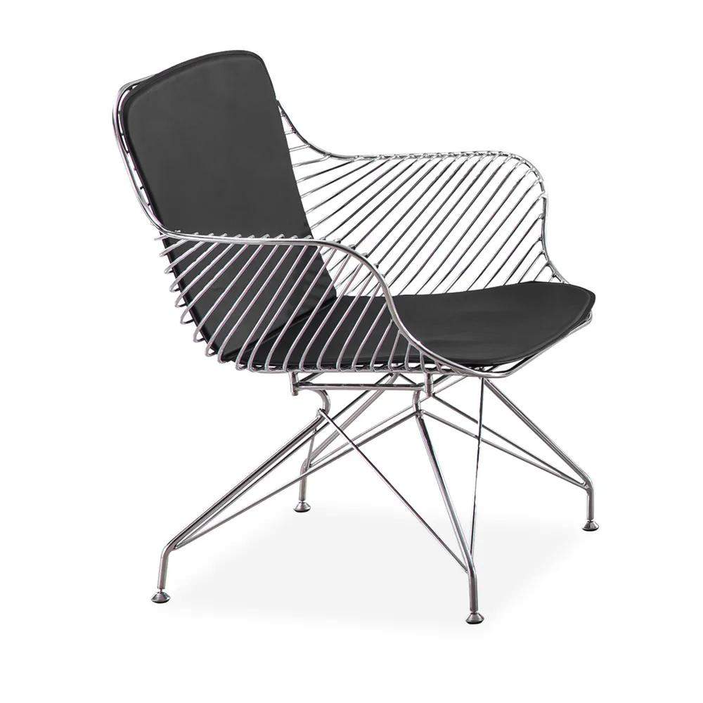 Postmodern Dark Gray PU Leather Side Chair Accent Chair with Geometric Base-Richsoul-Chairs & Recliners,Furniture,Living Room Furniture