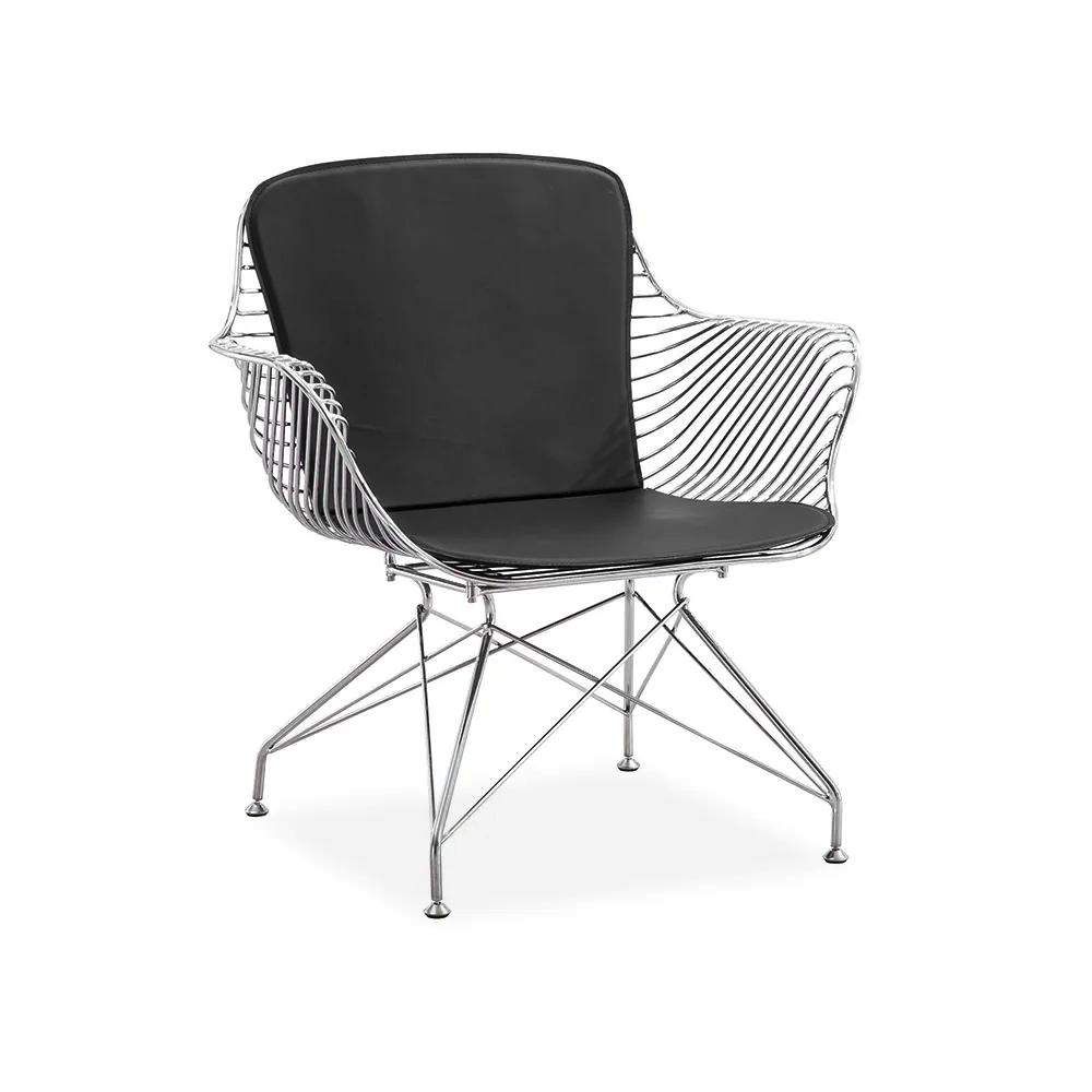 Postmodern Dark Gray PU Leather Side Chair Accent Chair with Geometric Base-Richsoul-Chairs & Recliners,Furniture,Living Room Furniture