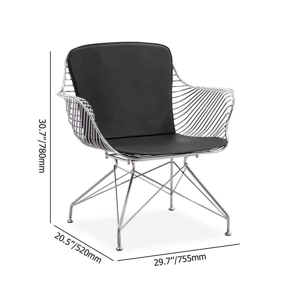Postmodern Dark Gray PU Leather Side Chair Accent Chair with Geometric Base-Richsoul-Chairs & Recliners,Furniture,Living Room Furniture