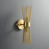 Modern 2-Light Brass Wall Sconce in Wheat-Straw Lampshade