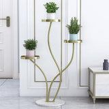 Modern Metal Plant Stand 3-Shelf Gold Corner Planter Stand Indoor