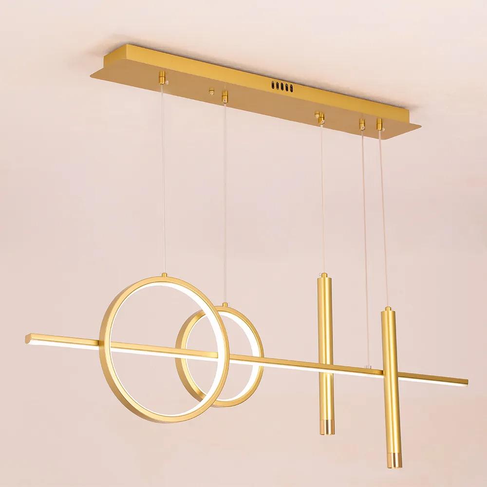 Geometric Dimmable Kitchen Island Light Metal Pendant Light in Black
