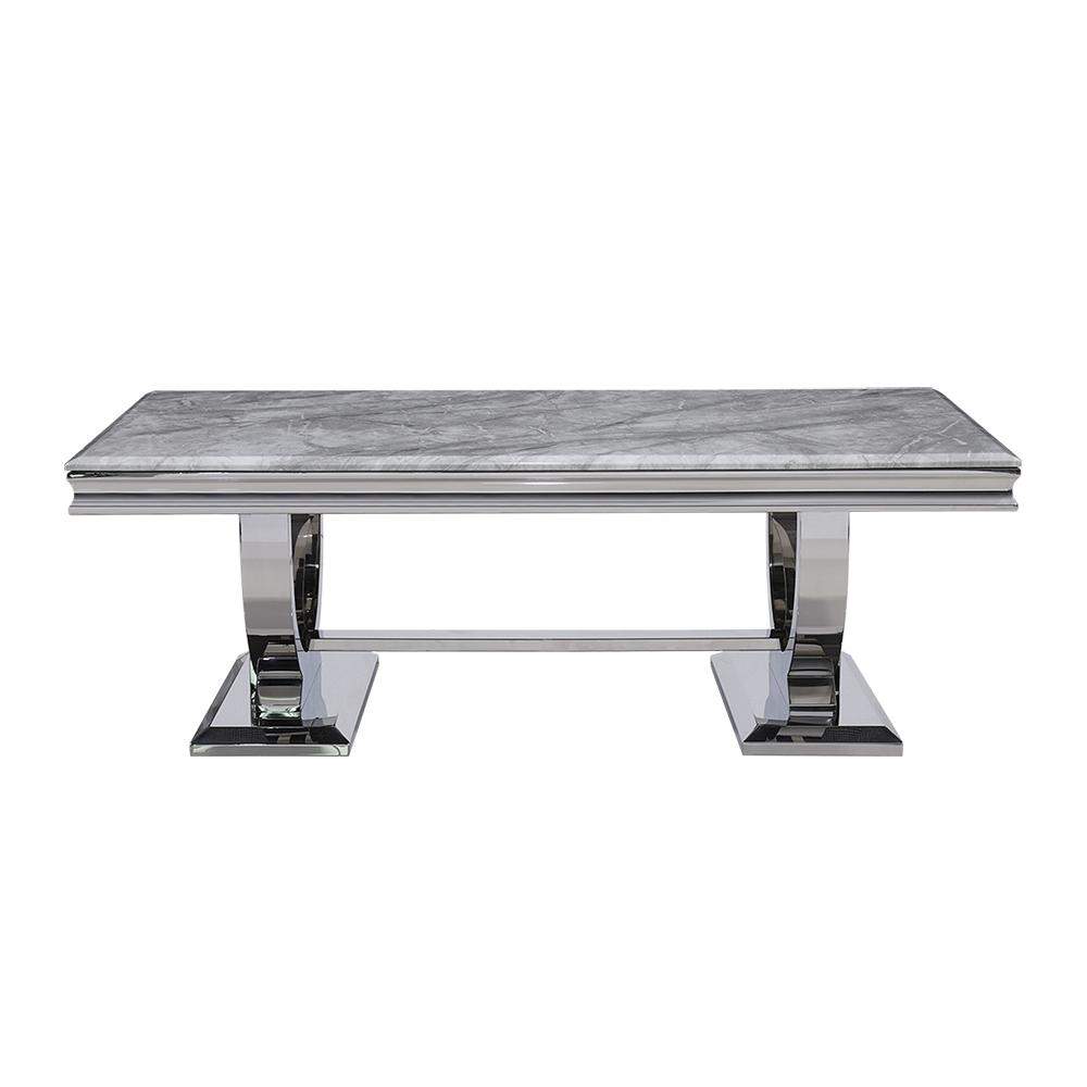 Rectangular Modern Gray Coffee Table Faux Marble & Stainless Steel-Richsoul-Coffee Tables,Furniture,Living Room Furniture