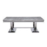 Rectangular Modern Gray Coffee Table Faux Marble & Stainless Steel-Richsoul-Coffee Tables,Furniture,Living Room Furniture