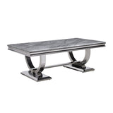 Rectangular Modern Gray Coffee Table Faux Marble & Stainless Steel-Richsoul-Coffee Tables,Furniture,Living Room Furniture