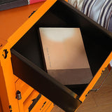 Industrial Loft Red Nightstand Retro Bedside Storage Cabinet with Door & Drawer