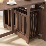 55",67" Rustic Solid Wood Rectangle Extendable Folding Dining Table Set with Storage In Walnut,Natural,White