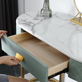 Green Makeup Vanity Set Expandable Dressing Table with Cabinet Mirror & Stool Included