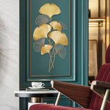 21.7" x 43.3" Metal Gold Ginko Leaf Modern Home Wall Decor