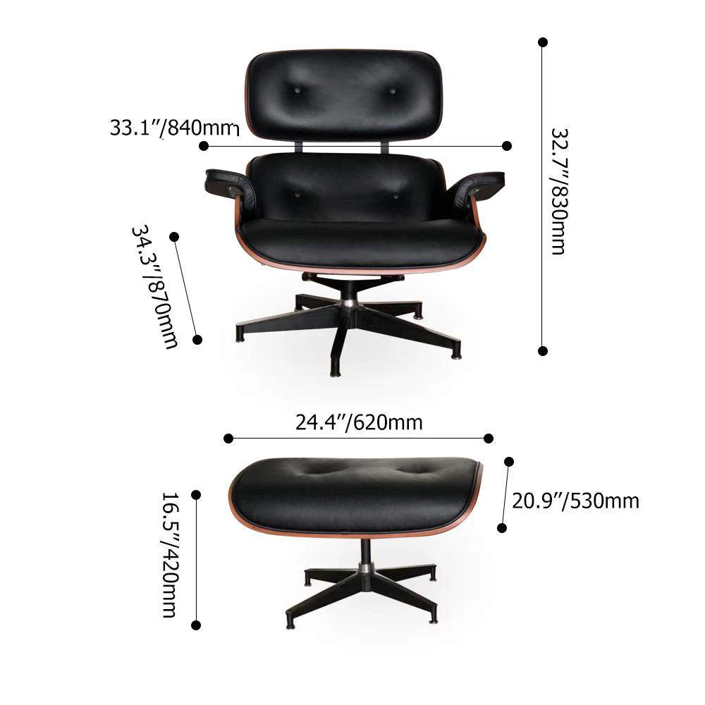 2-Pieces Walnut Swivel Recliner with Ottoman Lounge Chair Set-Richsoul-Chairs & Recliners,Furniture,Living Room Furniture