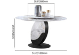 Modern 51" Round Dining Table with Lazy Susan White Faux Marble Tabletop for 6 Person