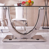 71" Contemporary Rectangle Tempered Glass Top Dining Table