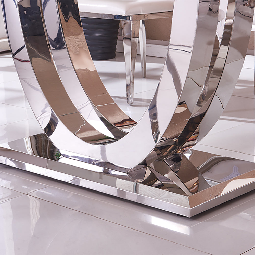 71" Contemporary Rectangle Tempered Glass Top Dining Table