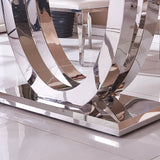 71" Contemporary Rectangle Tempered Glass Top Dining Table