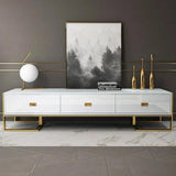 Jocise 71" Modern Jocise White & Gold TV Stand 3 Drawers Media Console