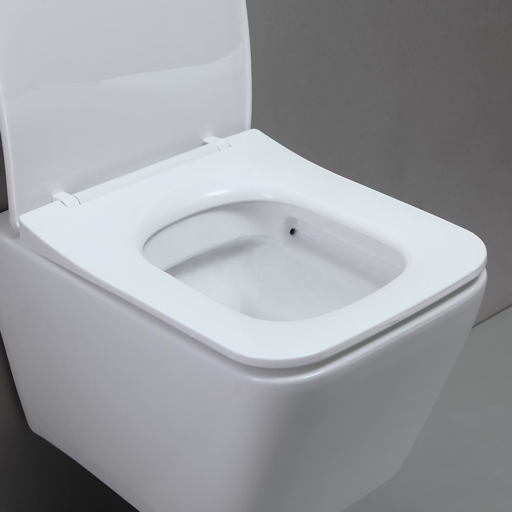 Wall Hung Toilet with In-Wall Tank and Carrier System Elongated 1.1/1.6 GPF Dual Flush in White