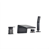 Waterfall Deck-Mount Roman Tub Faucet with Handshower in Brushed Gold