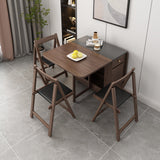 5-Piece 59" Rectangle Dining Table Set Ash Wood Foldable Walnut