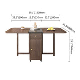 5-Piece 59" Rectangle Dining Table Set Ash Wood Foldable Walnut