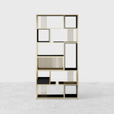 78" Modern Black Steel Geometric Bookcase 6-Tier Bookshelf Wooden Tall Book Shelf