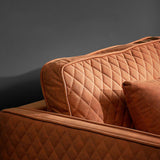 82.7"L Orange Leathaire Fabric Upholstered Sofa 3-Seater with Pillows Back Square Arm