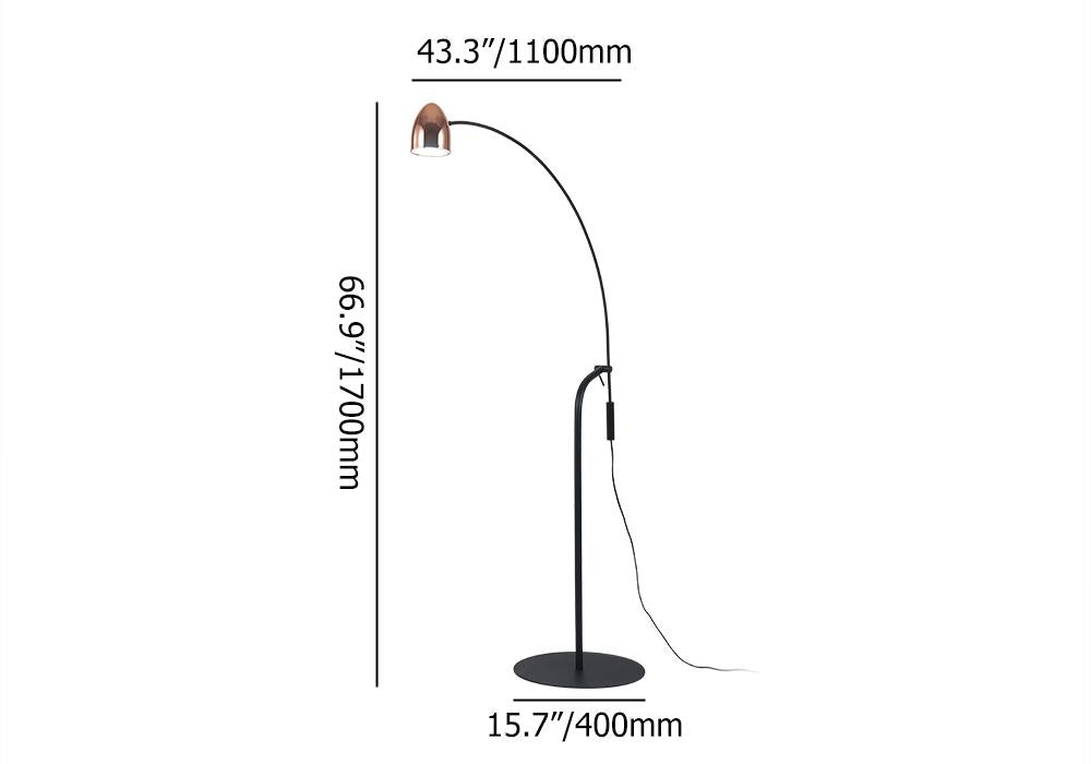 Black Arching Floor lamp Gooseneck Standing Lamp Rose Gold Shade