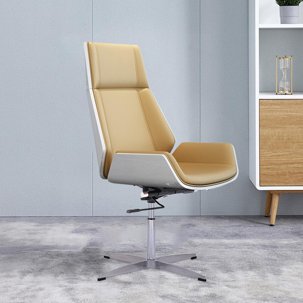Faux Leather Office Chair Desk Chair with Wheels & Adjustable Height